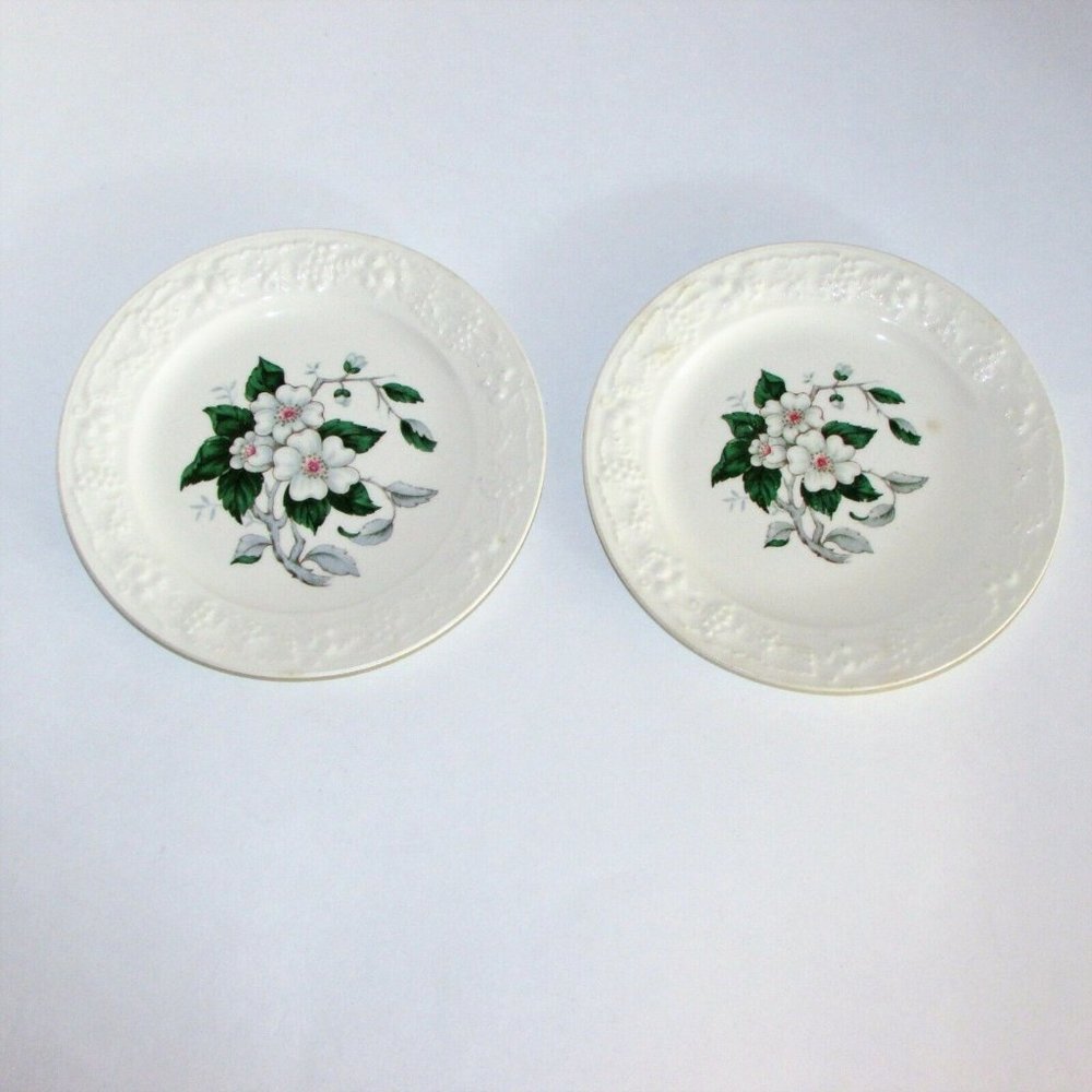 Vintage Georgian China Hawthorne Bread Plates Homer Laughlin Eggshell Embossed